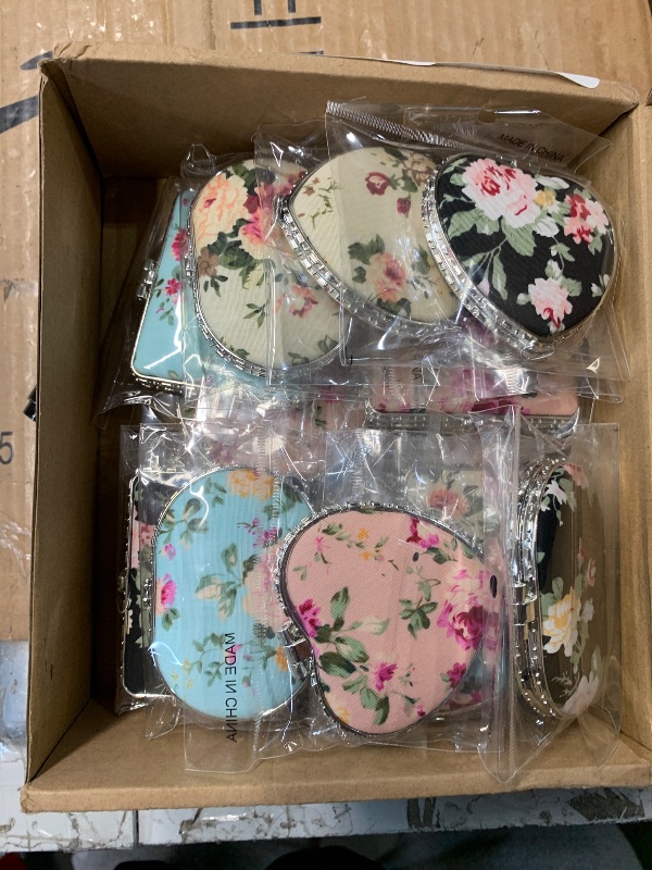 Photo 1 of (USED/FAIR) (MISSING SOME) Blulu 16 Pcs Compact Mirror for Purse Small Flower Pocket Mirror Vintage Portable Floral Folding Tea Party Favors Birthday Gifts for Women Wedding Makeup Travel(Silver Edge)