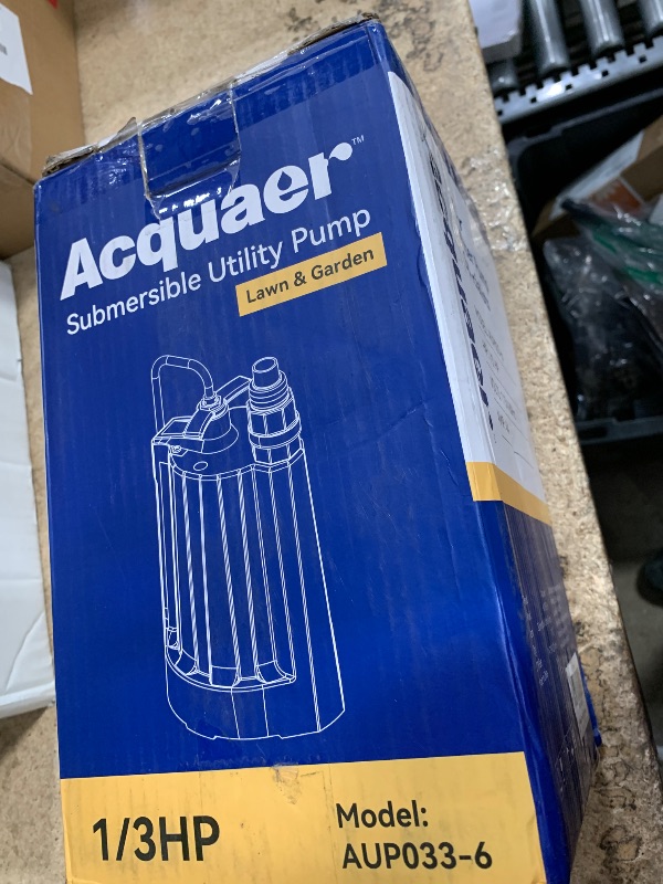 Photo 1 of Acquaer 1/3 HP Automatic Submersible Water Pump, 115V Sump Pump with 3/4” Garden Hose Check Valve Adapter,2160 GPH High Flow Water Removal for Swimming Pool Cover Hot Tubs Flooded House Basement