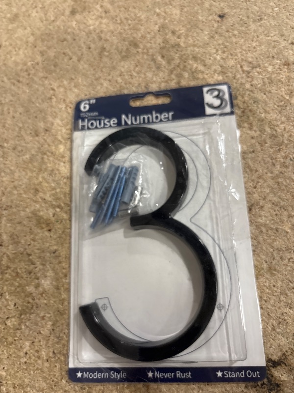 Photo 1 of *ONLY #3* 6 Inch Stainless Steel Floating House Number, Metal Modern House Numbers, for Outdoor Mailbox Yard Home Wall DoorGarage Gate with Nail Kit, Coated Black, 911 Visibility Signage