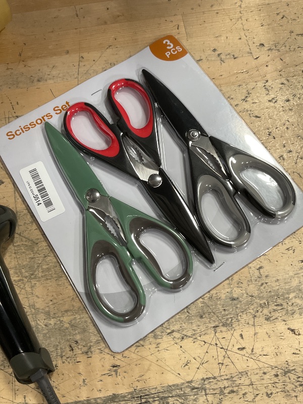Photo 1 of 3-Pack 9.5"Kitchen Scissors All Purpose Heavy Duty with Protective Sheath, Soft Grip Comfort Handle, Dishwasher Safe Kitchen Utensils Gadgets Set, Stainless Cooking Meat Poultry Food Shears