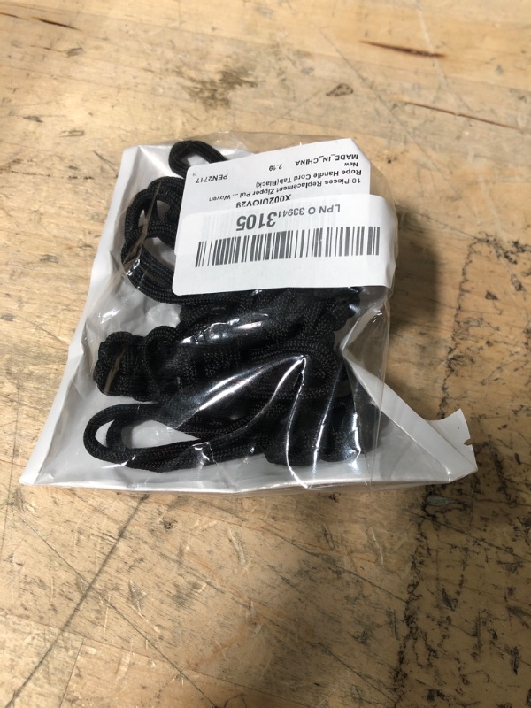 Photo 1 of 10 Pieces Replacement Zipper Pulls Tab Universal Nylon Repair Kit Slider Pull Tab Zipper Fixer Metal Head Hand Woven Rope Handle Cord Tab(Black)