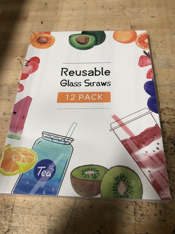 Photo 1 of [12 Pcs] Reusable Glass Straws Shatter Resistant - Replacement Glass Straws for Stanley 40 oz 30 oz 20 oz Tumbler 12" x 10mm and 9" x 10mm Each Including 3 Straight and 3 Bent with 2 Cleaning Brush
