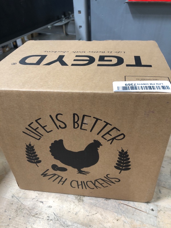 Photo 1 of ?Tgeyd Chicken Feeder, 10 LB Chicken Coop Accessories, Chicken Feeders No Waste for Chicks and Hens, Waterproof Automatic Chicken Feeder, Hanging Chicken Feeder with 3 Ports (Patent Product)