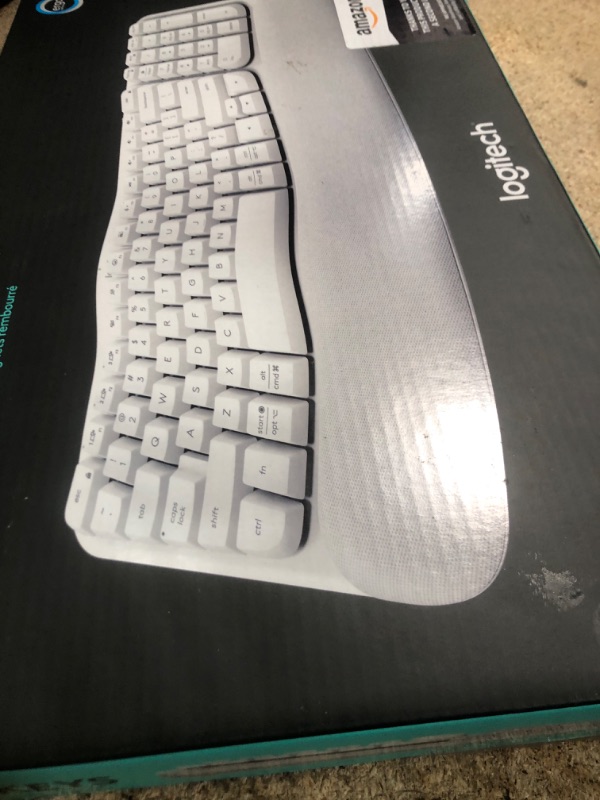 Photo 1 of Logitech Wave Keys Wireless Ergonomic Keyboard with Cushioned Palm Rest, Comfortable Natural Typing, Easy-Switch, Bluetooth, Logi Bolt Receiver, for Multi-OS, Windows/Mac - Off White