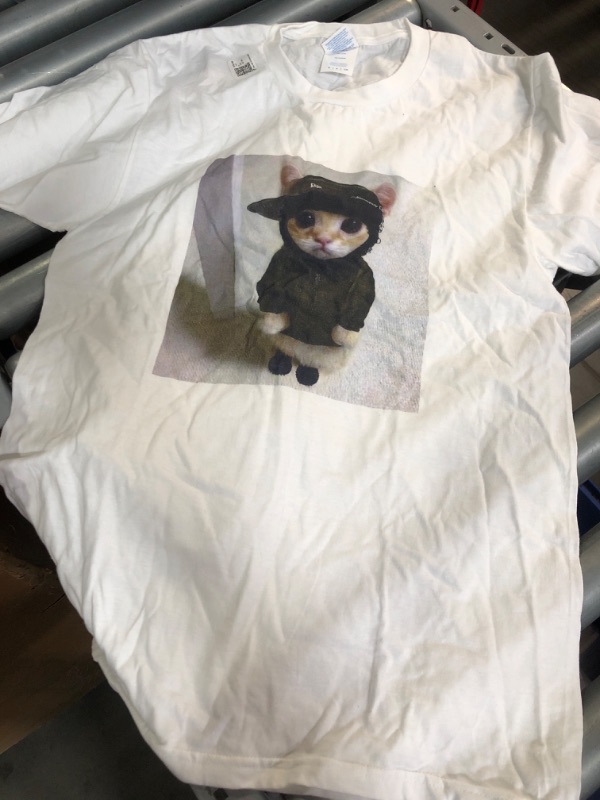 Photo 1 of (small)(see all images) Cat this is Yeat Meme T-Shirt S WHITE