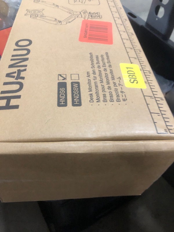 Photo 1 of HUANUO Dual Monitor Stand - Full Adjustable Monitor Desk Mount Swivel Vesa Bracket with C Clamp, Grommet Mounting Base for 13 to 32 Inch Computer Screens - Each Arm Holds 4.4 to 19.8lbs