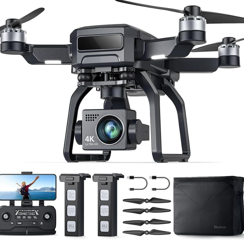 Photo 1 of (UNTESTED FULLY FOR ALL FUNCTIONS) Bwine F7 GPS Drones with Camera for Adults 4K Night Vision, 3-Axis Gimbal, 2Mile Long Range, 75Mins Flight Time Professional Drone with 3 Battery, Auto Return+Follow Me+Fly Around+Beginner Mode