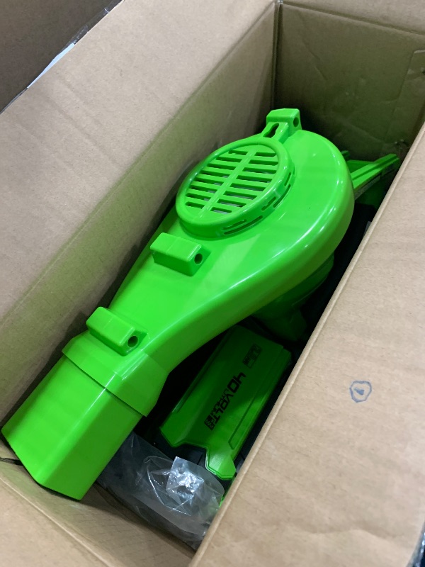 Photo 1 of ***Does not include batteries***

Greenworks 40V Leaf Blower/Sweeper, 150 MPH, Lightweight, Quiet, with 2.0 Ah Battery and Charger, Perfect for Residential Lawn Care, Leaf Blowing Debris, Dust, Light Snow, and More