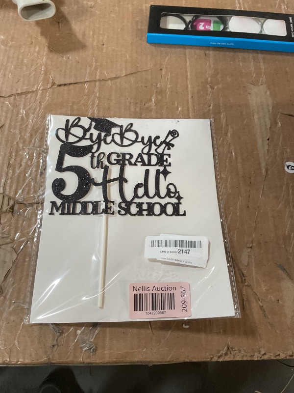 Photo 1 of 5th Grade Grad Cake Topper, Goodbye Elementary Hello Middle School, Peace Out 5th Grade, Kids Elementary Graduation Party Decorations Black Glitter