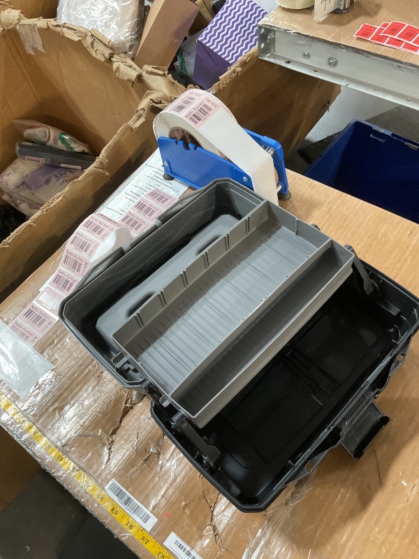 Photo 1 of (USED/FAIR) (NO BOX OR BAG) ArtBin 6891AG 1-Tray Art Supply Box, Portable Art & Craft Organizer with Lift-Up Tray, [1] Plastic Storage Case, Gray/Black