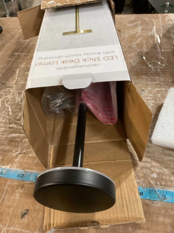 Photo 1 of (Not functional) Simple Designs LD1083-BLK 12.75" Mushroom Magic Disc Dimming & Rechargeable Cordless 4-Way Touch Sensor Stick Desk Lamp, Black