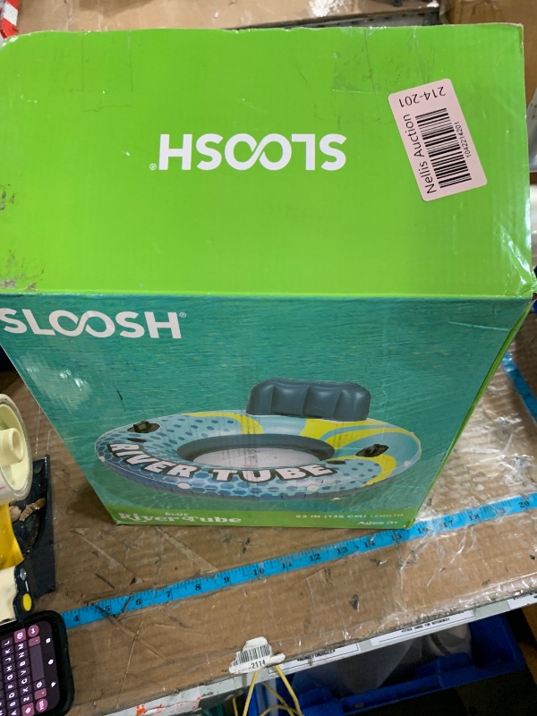 Photo 1 of SLOOSH Inflatable River Tubes Float - Heavy Duty Pool Tube Floats for Adults Floating, Lake Floaties River Run Sports Fun, Large Raft Water Lounger with Cup Holders Mesh Bottom (53 inches, Blue)