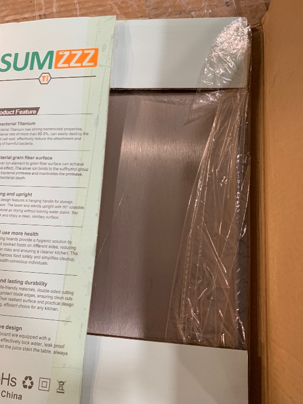 Photo 1 of ***(HEAVILY USED/ SCRATCHES)***Titanium Cutting Boards for Kitchen, Cutting Board Double Sided Food Grade, Pure Titanium and Wheat Straw PP, Dishwasher Safe Easy to Clean Large Size 16”×11”