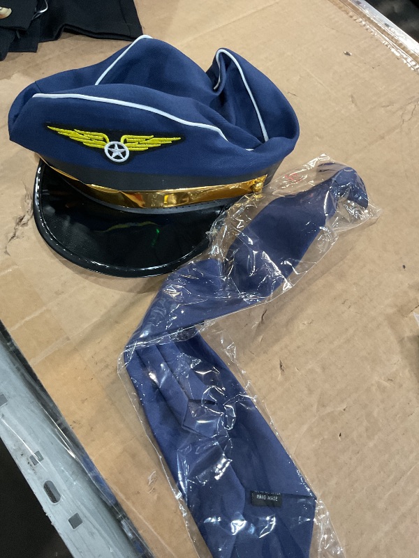 Photo 1 of (Only hat and tie) Nicky Bigs Novelties Pilot Costume Men Accessories - Men's Airline Captain Accessories with Aviator Sunglasses, Epaulettes, Captain's Hat, Badge - 