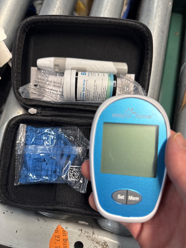 Photo 1 of (MISSING CHARGER) (UNTESTED) Easy@Home Wireless Glucose Monitor Kit - Blood Sugar Testing Kit with Free App GlucoseEase Includes 100 Glucometer Strips and 100 Blood Lancets, Large Display Diabetes Testing Kit