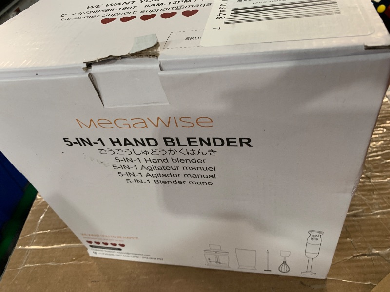 Photo 1 of ***(FOR PARTS ONLY/ MISSING PARTS/ NON FUNCTIONAL)**MegaWise Blender Handheld 12-Speed Stainless Steel Electric Hand Blender, 5 in 1 Immersion Handheld Blender?Titanium Blades Hand Blender, Milk Frother Wand,with 600ml Whisk Beaker and Chopper (black)
