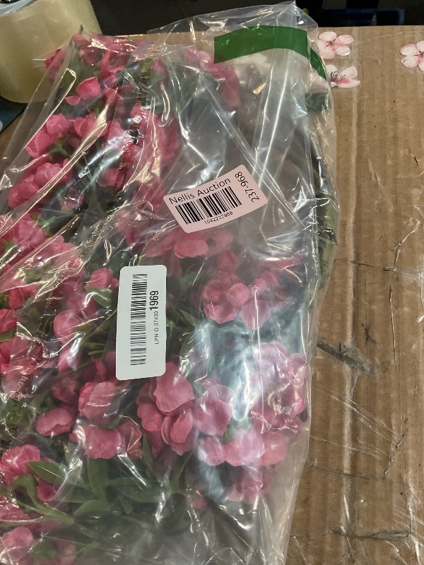 Photo 1 of (DOES NOT INCLUDE THE VASE)***HyeFlora 3 PCS Cherry Blossom Branches Artificial Flowers for Spring Indoor Decoration, Faux Plum Blossom 33" Long Stem Silk Flowers for DIY Home Office Wedding Garden Floral Arrangements, Hot Pink