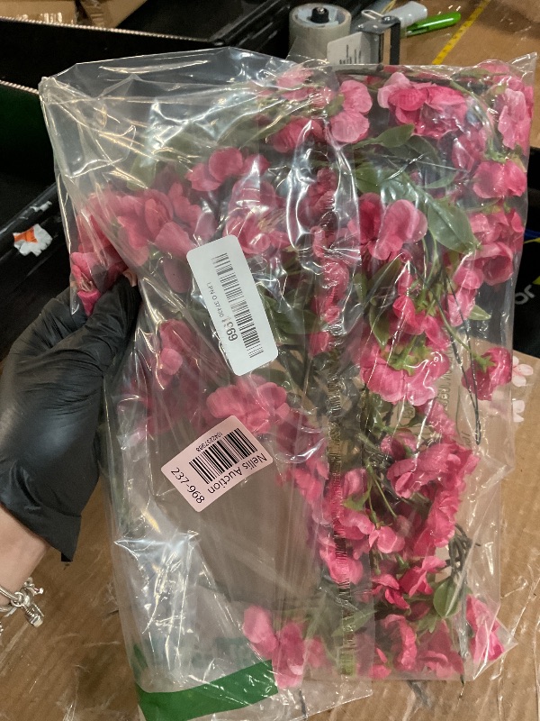 Photo 1 of (DOES NOT INCLUDE THE VASE)***HyeFlora 3 PCS Cherry Blossom Branches Artificial Flowers for Spring Indoor Decoration, Faux Plum Blossom 33" Long Stem Silk Flowers for DIY Home Office Wedding Garden Floral Arrangements, Hot Pink