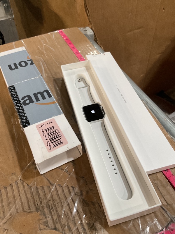 Photo 1 of (LOCKED TO PREVIOUS OWNER) (PARTS) Apple Watch Series 3 [GPS 42mm] Smart Watch w/Silver Aluminum Case & White Sport Band. Fitness & Activity Tracker, Heart Rate Monitor, Retina Display, Water Resistant