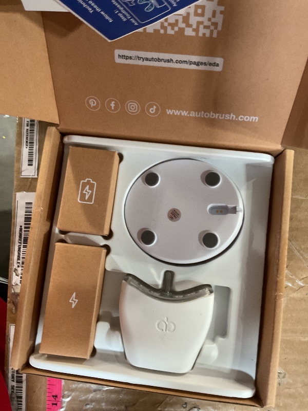 Photo 1 of ***(MISSING PARTS)***autobrush Sonic Pro U Shaped Adult Electric Toothbrush with Unique 360° Nylon Bristles, 3 Cleaning Modes, Ultrasonic LED Lights, Rechargeable, Waterproof (Double-Sided, White)