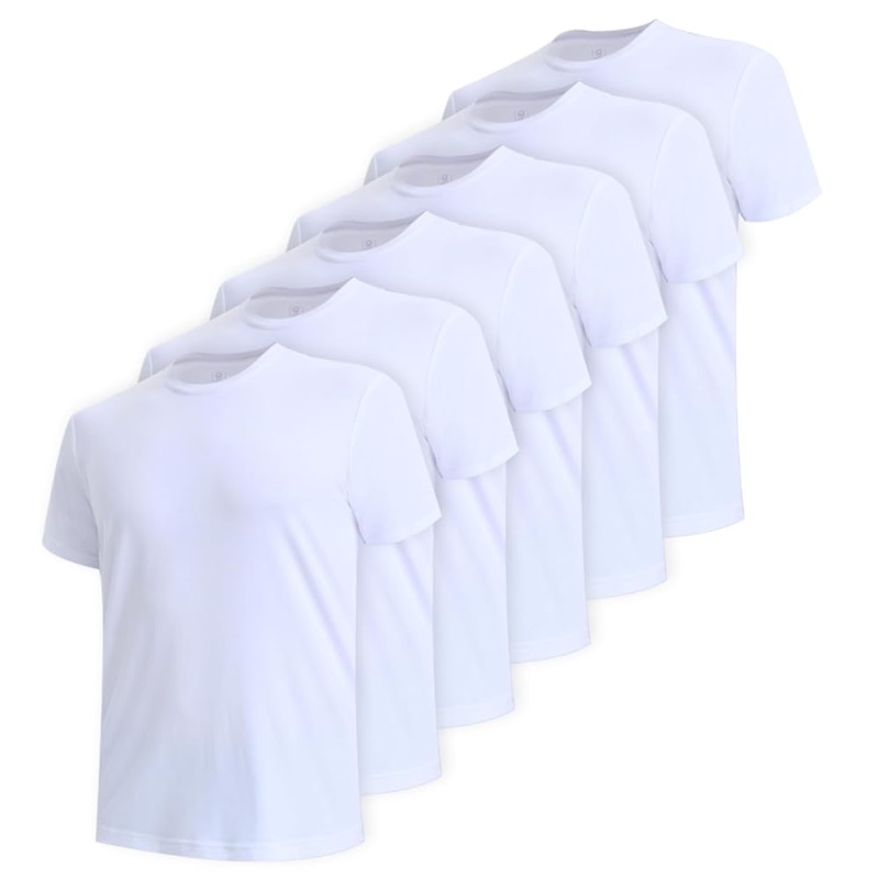 Photo 1 of ***(MISSING 2)***COOL Men's Undershirts Moisture-Wicking Crewneck T Shirts, Breathable Stretch Soft Tees for Men, 6 Pack Variety of colors, size L