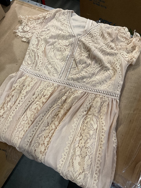 Photo 1 of (See all images) Ruffle Short Sleeve Maternity Dress High Waisted Midi Spring Baby Shower Dresses White L