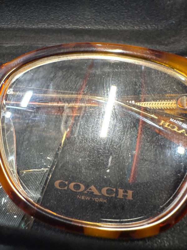Photo 1 of (SCUFFED/SCRATCHED) (USED/FAIR) (ONE OF THE EARS IS LOOSE) Coach HC6225U Universal Fit Prescription Eyewear Frames, Dark Tortoise/Canary/Demo Lens, 52 mm