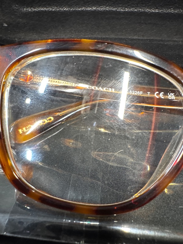 Photo 1 of (SCUFFED/SCRATCHED) (USED/FAIR) (ONE OF THE EARS IS LOOSE) Coach HC6225U Universal Fit Prescription Eyewear Frames, Dark Tortoise/Canary/Demo Lens, 52 mm