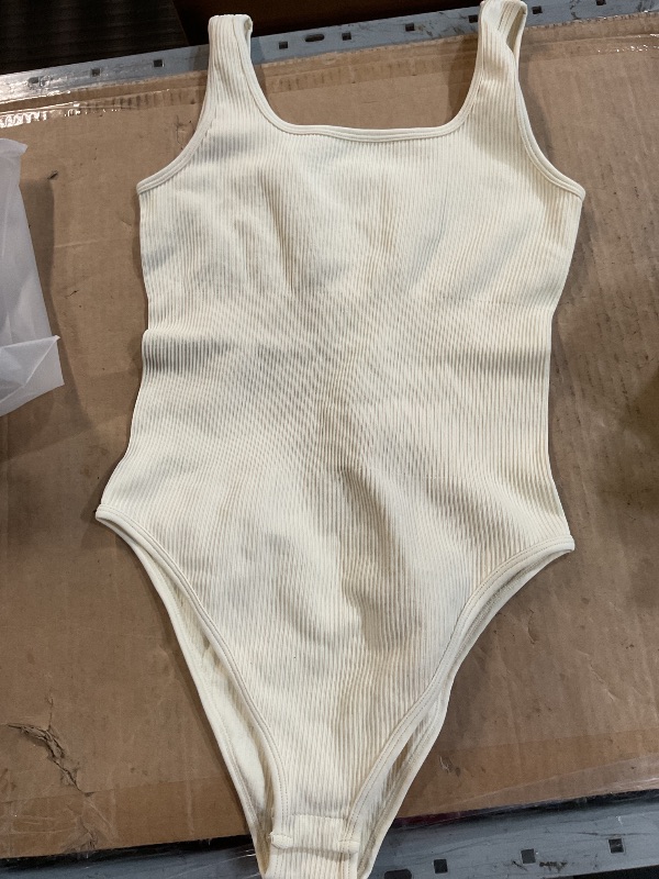 Photo 1 of (Small) OQQ Women's 3 Piece Bodysuits Sexy Ribbed Sleeveless Square Neck Tank Tops Leotard 2025 Trendy Outfits Black Coffee Beige