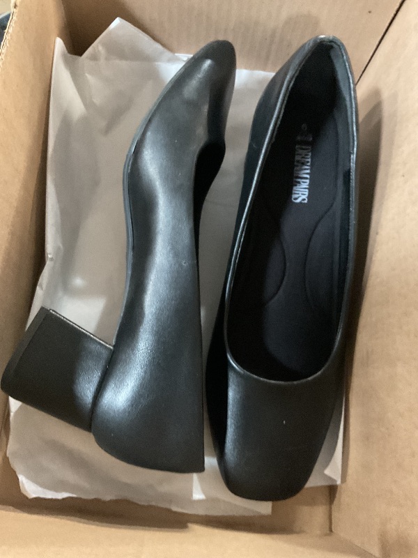 Photo 1 of (SIZE 9) (USED/FAIR) DREAM PAIRS Women's Low Chunky Heels Square Toe Pumps Comfortable Slip On Dress Shoes Wedding Party Office Shoes,Size 9,Black,SDPU2426W