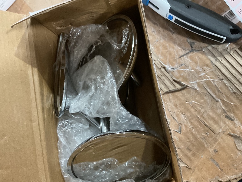 Photo 1 of Tiny Force Pair Polished Outside Rearview Round Bowtie Mirrors Ribbed Base Left & Right Compatible With Chevy Bel Air Biscayne Impala Corvair Chevelle El Camino Nova 1962-1965