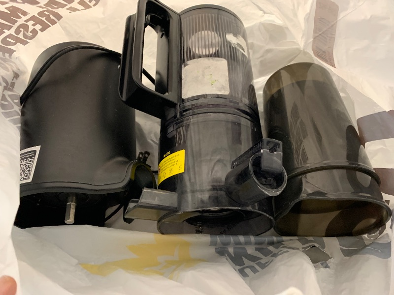 Photo 1 of ***(HEAVILY USED/ MINOR DAMAGE)***Cold Press Juicer, 5.4" Wide Feed Chute Juice Extractor Machine with 400W, High Juice Yield, Slow Masticating Juicer for Whole Vegetables & Fruits, Black