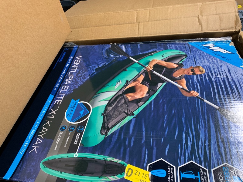 Photo 1 of (Has a leak)(sold for parts)(repair) Bestway Hydro-Force 1-Person Ventura Elite Inflatable Kayak Set | Includes Kayak, Aluminum Paddle, Hand Pum