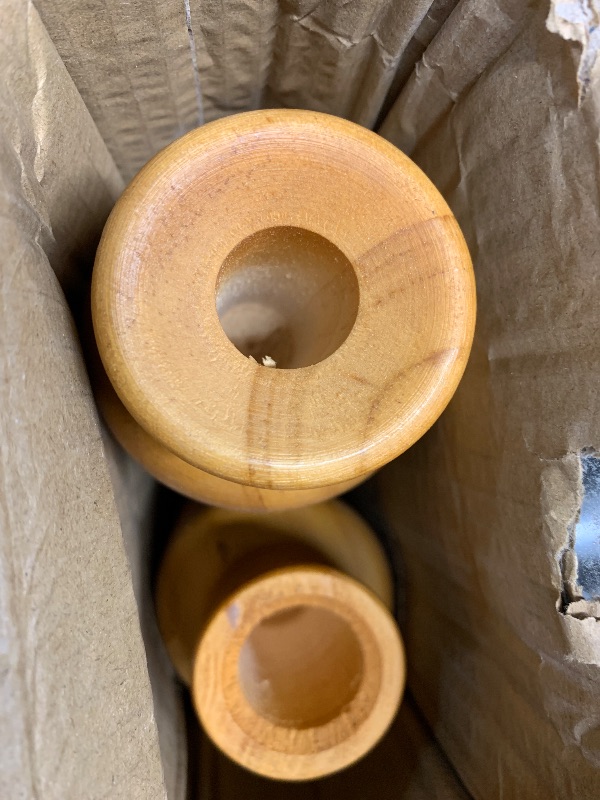 Photo 1 of  Deco 79 Wood Decorative Vase Centerpiece Vases with Black Bases, Set of 3 Vases for Home Decoration 10", 8", 5" H, Brown