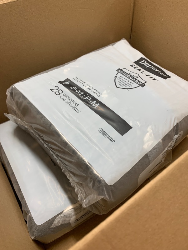 Photo 1 of Depend Real Fit Incontinence Underwear for Men, Disposable, Maximum Absorbency, Small/Medium, Black, 56 Count (2 Packs of 28), Packaging May Vary