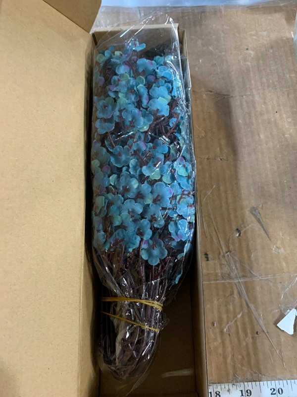Photo 1 of (USED/FAIR) HIAGROW 8Pcs Babys Breath Artificial Flowers Silk,Real Touch Peacock Blue Bouquets Flowers for Vase Home Office Wedding Spring Winter Indoor Outdoor Centerpiece Table Decorations