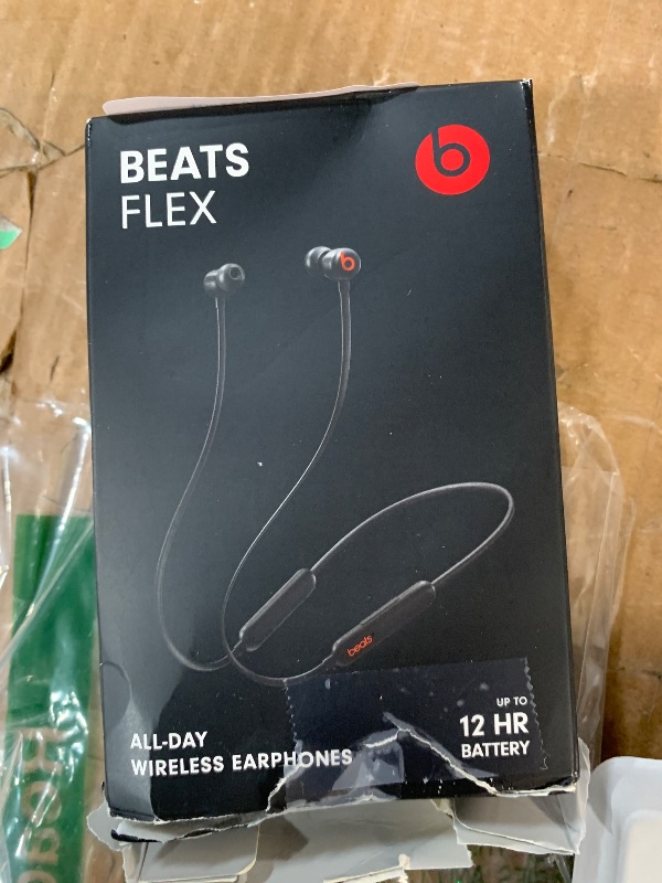 Photo 1 of ***(PARTS ONLY/ NON FUNCTIONAL)***Beats Flex Wireless Earbuds - Apple W1 Headphone Chip, Magnetic Earphones, Class 1 Bluetooth, 12 Hours of Listening Time, Built-in Microphone - Black
