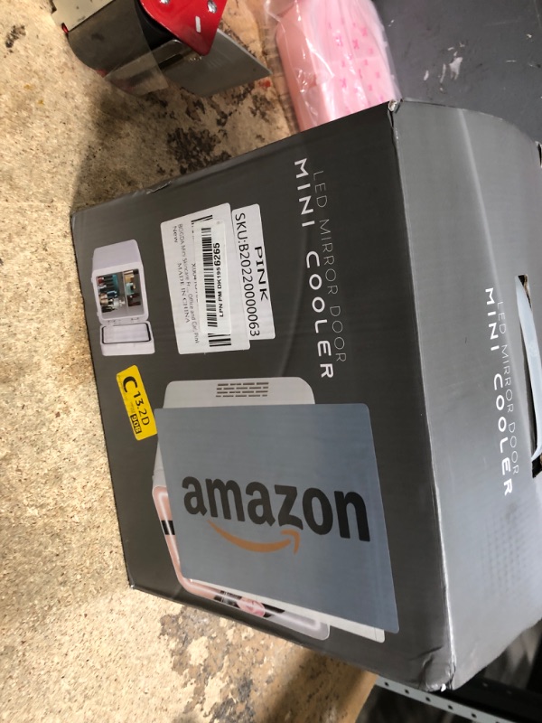 Photo 1 of ***SEE NOTES**BOGDA Mini Skincare Fridge (4 Liter/6 Can) with Dimmable LED Light Mirror, Cooler and Warmer for Refrigerating Make Up, Skin Care and Food, Portable Mini Fridge for Bedroom, Office and Car, Pink
