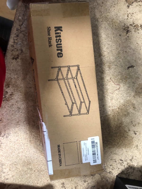 Photo 1 of Kitsure Shoe Rack - Premium Non-Woven Shoe Rack Shelf, Shoe Organizer for Closet, Entryway, Garage & Corridor, Sturdy & Durable Long Stackable Shoe Shelves, Medium, White