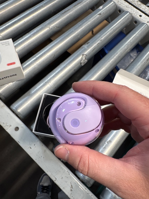 Photo 1 of (POWER TESTED) (USED/FAIR) Out of Ear Open Ear Headphones Outside The Ear Wireless Ear Hanging Bluetooth Headset Ows Over The Ear Open Ear Buds Earbuds Outside The Ear Headphones Bone Air Conduction Earbuds Purple