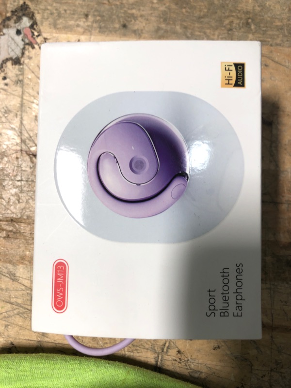 Photo 1 of (POWER TESTED) (USED/FAIR) Out of Ear Open Ear Headphones Outside The Ear Wireless Ear Hanging Bluetooth Headset Ows Over The Ear Open Ear Buds Earbuds Outside The Ear Headphones Bone Air Conduction Earbuds Purple