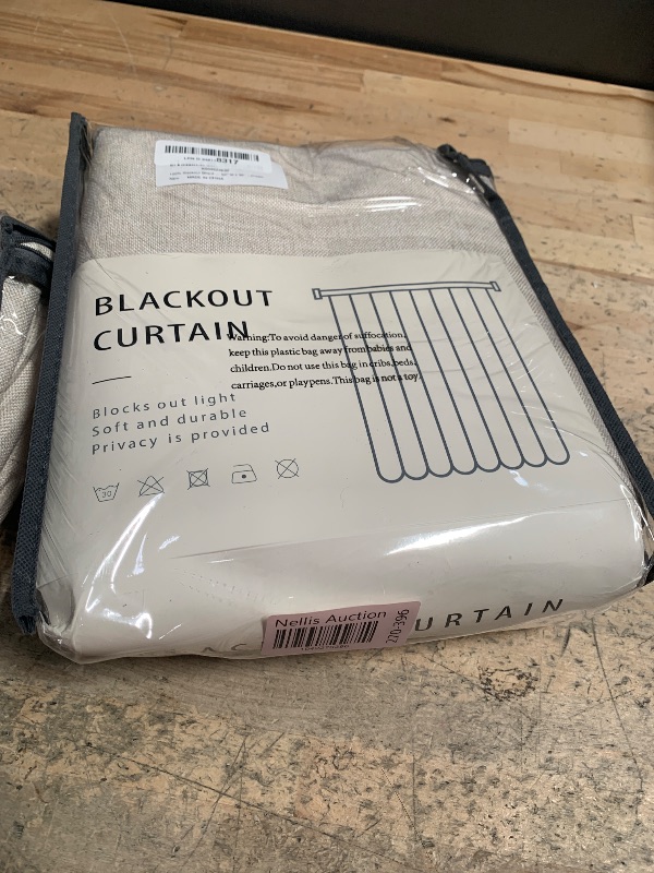 Photo 1 of 100% Blackout Shield Linen Blackout Curtains for Bedroom 96 Inches Long, Back Tab/Rod Pocket Living Room Drapes, Thermal Insulated Blackout Curtains 2 Panels Set, 50" W x 96" L,Cream