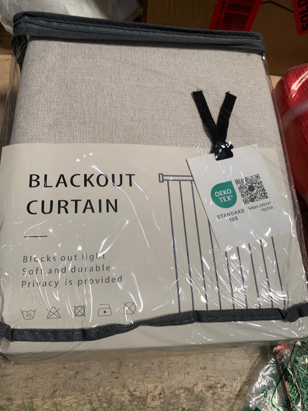 Photo 1 of 100% Blackout Shield Linen Blackout Curtains for Bedroom 108 Inches Long, Back Tab/Rod Pocket Living Room Drapes, Thermal Insulated Blackout Curtains 2 Panels Set, 50" W x 108" L,Cream