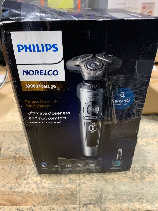 Photo 1 of Philips Norelco S9000 Prestige Rechargeable Wet & Dry Electric Rotary Shaver with Precision Trimmer, Premium Case & Cleaning System, SP9841/84