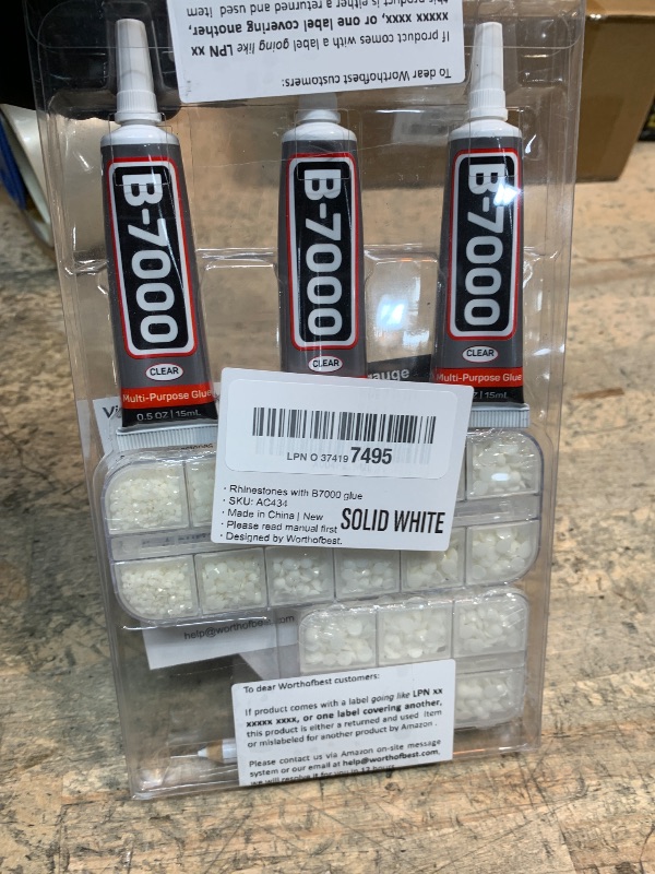 Photo 1 of 7500Pcs Solid White Rhinestones Flatback with b7000 Glue for Crafts Clothing Clothes Crafting Shoes Tumblers Cups Shirt Leather, Resin Bedazzle Gems Flat Back Rinestones 2-5mm Mixed Sizes