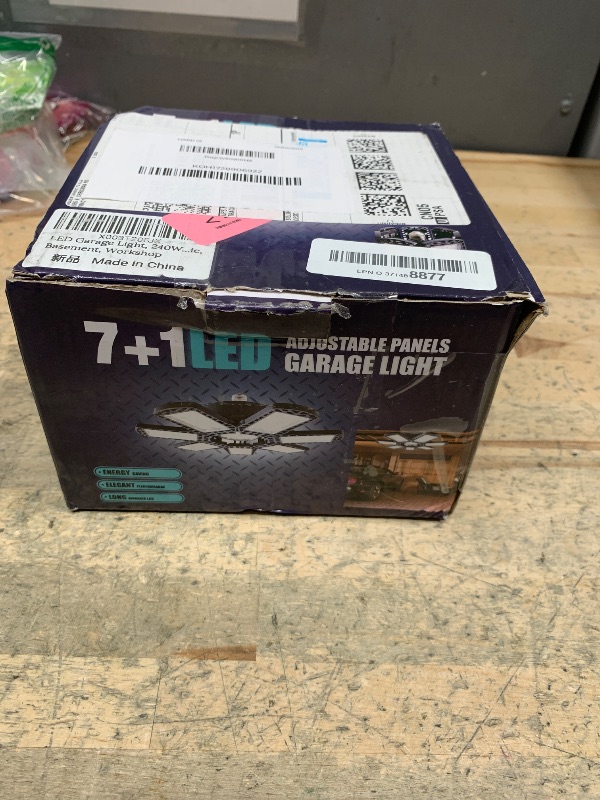Photo 1 of 1 Pack LED Garage Light, 240W 24000LM 6500K LED Shop Lights, Garage Lights Ceiling Led with 7+1 Deformable Panels, E26/E27 Bulb Socket Lighting for Shop, High Bay, Attic, Basement, Warehouse