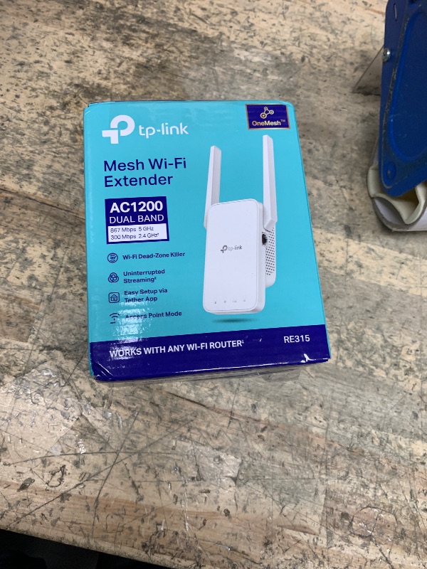 Photo 1 of TP-Link AC1200 WiFi Extender, 2025 Wirecutter Best WiFi Extender, 1.2Gbps home signal booster, Dual Band 5GHz/2.4GHz, Up to 1600 Sq.ft and 32 Devices, EasyMesh Compatible, One Ethernet Port (RE315)