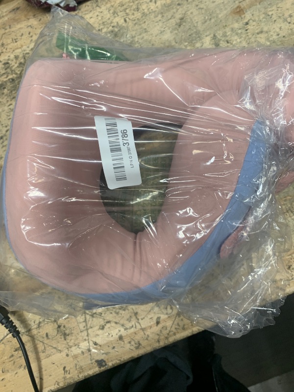 Photo 1 of 2in1 Ergonomic Memory Foam Travel Neck Pillow – Upgrade Travel Pillow for All Sleep Positions on Flights, Road Trips, and Long Distance Travel with Drawstring Bag (Adjustable - Blue and Pink)