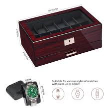 Photo 1 of  Watch Case for Men with Drawer Glossy Watch Box Organizer Glass Lid and Paint Surface Men’s Jewelry Organizer 6 Slot Watch Holder Display Case