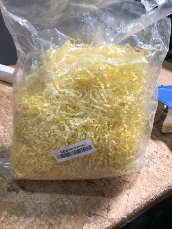 Photo 1 of 1 LB Light Yellow Crinkle Cut Paper Shred Filler Great for Gift Wrapping, Basket Filling, Birthday, Wedding, Halloween, Thanksgiving, Christmas Day, New Year Party Decorations Filling Supplies